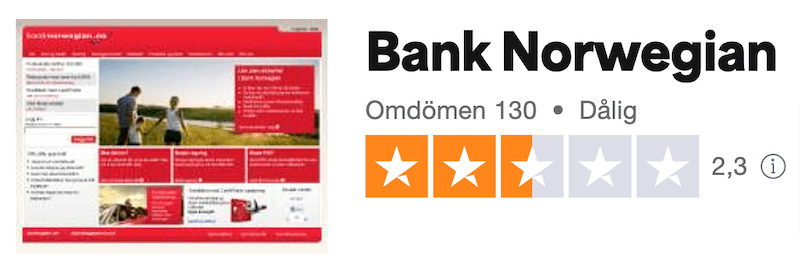 Omdömen Bank Norwegian Kreditkort på TrustPilot